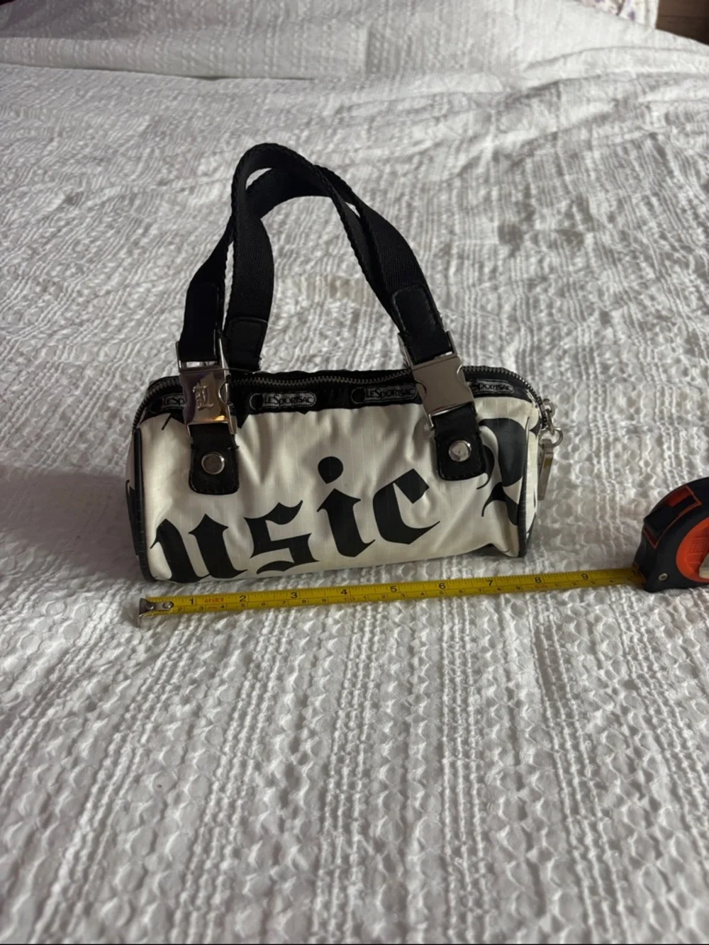 LeSportSac L.AM.B. Gwen Stefani Black and White Graphic Mini Barrel Bag - Picture 2 of 6